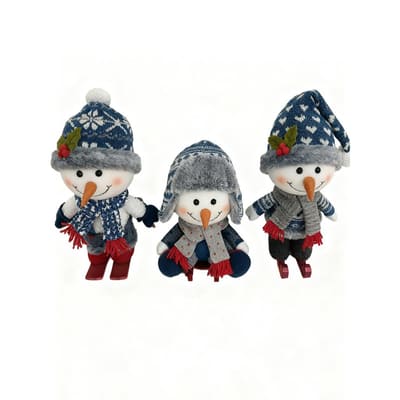 Selection Plush Snowman Christmas Décor Set 3 Pieces