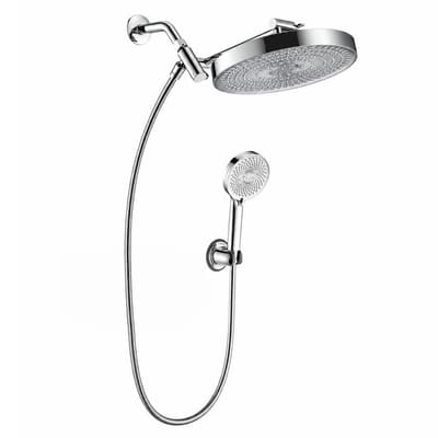 Rain Shower System with Overhead Shower Head and Chrome Handheld Shower