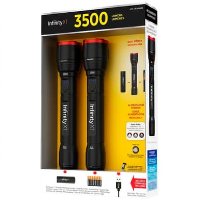 Duracell Infinity Flashlights 3 500 Lumens with Rechargeable Batteries 2 Units