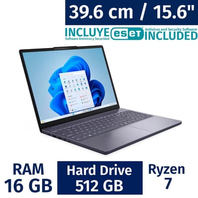 Lenovo 39.6 cm / 15.3" Inches Laptop with AMD Ryzen 7 16 Gigabytes / 512 Gigabytes 83K700TUUS + ESET Antivirus