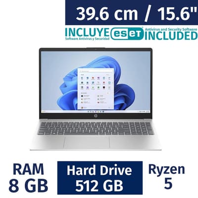 HP 39.6 cm / 15.6" Touchscreen Laptop AMD Ryzen 5 / 8 GB / 512 GB SSD 15-fc0146dx + ESET Antivirus