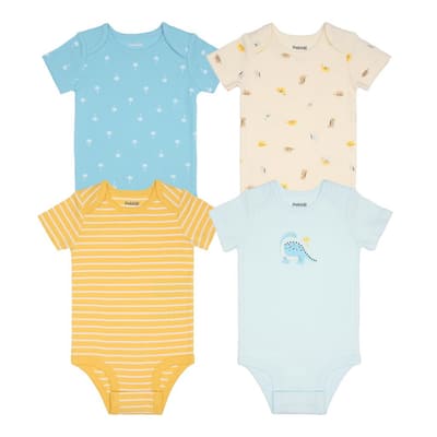 Pekkle Short-Sleeve Bodysuits for Baby Boys 4 Units