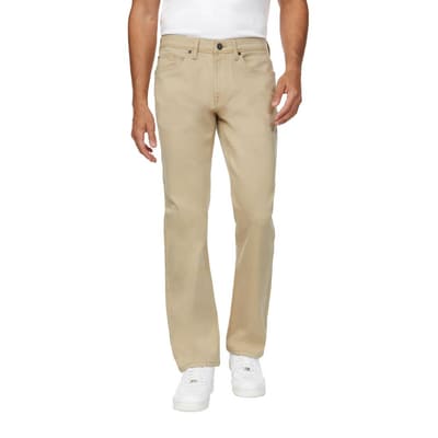 Buffalo David Bitton Beige Straight Fit Jeans with 5 Pockets for Men