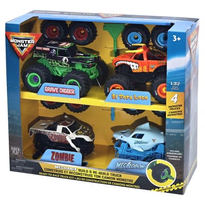 Monster Jam Mechanix Scale Collectible Vehicle Set 4 Units