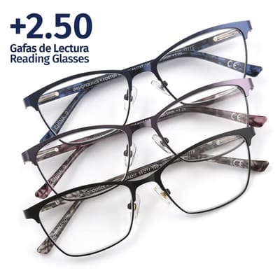 Foster Grant +2.50 Reading Glasses Addie Kiersey 3 Units