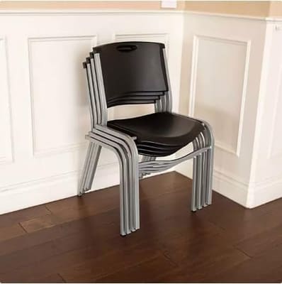 Generic Lifetime Commercial Contoured Stacking Chair, Black and Silver, Event and Party max., 20 Pack