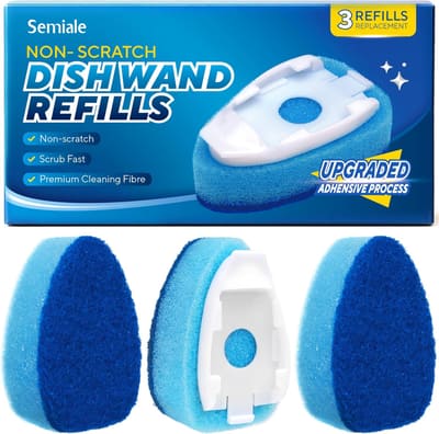 Semiale Dishwand Refills Sponge Replacement Heads for Scotch-Brite Dish Wand 3Pcs