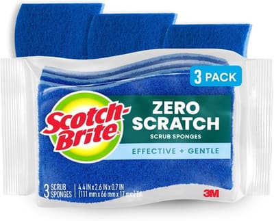 3M Scotch-Brite Zero Scratch Scrub Sponge, 3 Pack, Bundle of 6