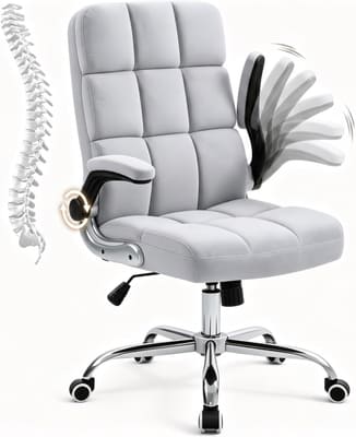 ECOTOUGE Executive Office Chair, Velvet Desk Chair, Grey