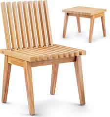 Melino Wooden Bench Outdoor 20" Convertible Acacia Wood Bench, Solid Wood Indoor Patio Benches, 3 in