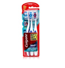 Colgate Pack Of 3 Colgate 360 WholeMouth Clean Toothbrush Tooth Brush, Bundle of 2