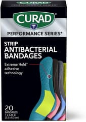 Curad Performance Series Antibacterial Bandages, 1" x 3.25", 20 Count