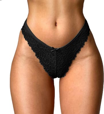 Generic Women's Thong Underwear Low Rise Cheeky Panties Bikini Panties Bow, Bundle of 2