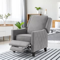 AVAWING Push Back Recliner Chair, Grey Mid-Century Wingback Armchair