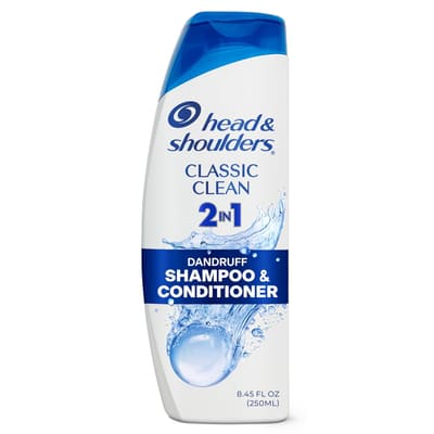 Head & Shoulders Classic Clean 2-in-1 Anti-Dandruff Shampoo + Conditioner 8.45 Fl Oz, Bundle of 4