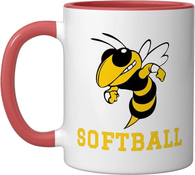Moorefield High School Yellow Jackets Softball Ceramic Mug, Red/White, 11oz