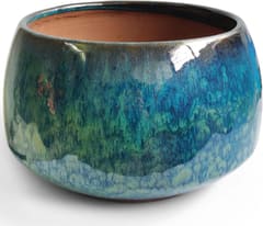 Casktcom Reactive Glaze Peacock Color 11" Ceramic Plant Pot，Large Flower Pot Planter
