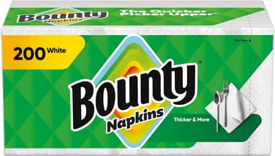 Bounty Paper Napkins, White, 200 Count, Bundle of 6