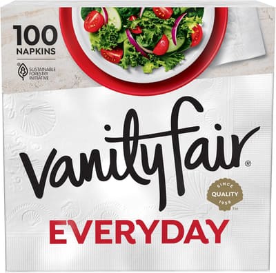 Vanity Fair Everyday Paper Napkins, 100 Count, Disposable, Bundle of 7