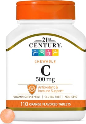 21st Century Vitamin C 500mg Chewable, Orange, Immune Support, 110ct, Bundle of 3