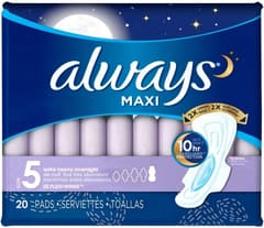 Always Extra Heavy Overnight Maxi Pads with Flexi-Wings, 20 Count, Bundle of 3