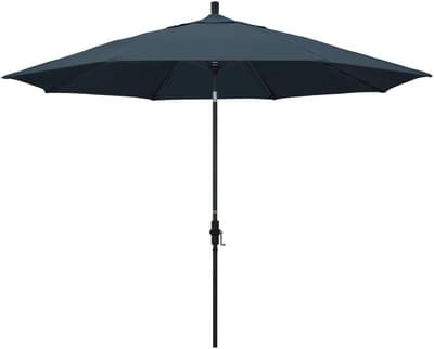 California Umbrella 11' Round Aluminum Market Umbrella, Crank Lift, Collar Tilt