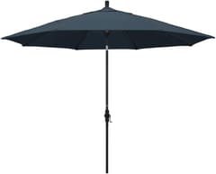 California Umbrella 11' Round Aluminum Market Umbrella, Crank Lift, Collar Tilt