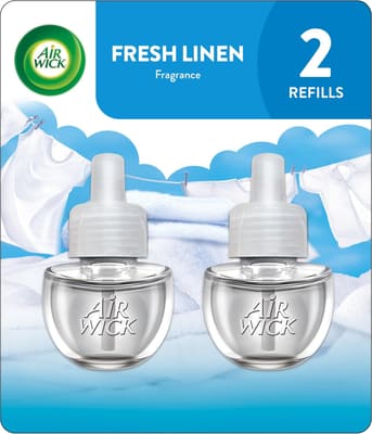 Air Wick Plug In Scented Oil Refill, Fresh Linen, Air Freshener, 2ct, Bundle of 4