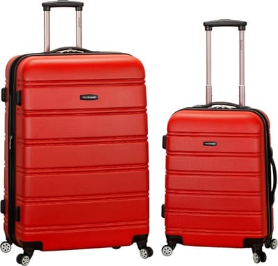 Rockland Melbourne Hardside 2 Piece Expandable Spinner Wheel Luggage Set, (20"/28"), Red