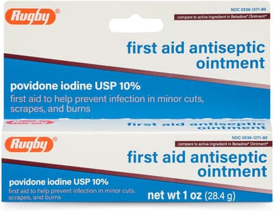 RUGBY LABORATORIES First Aid Antiseptic Ointment, Povidone Iodine USP 10%, 1 Oz, Bundle of 3