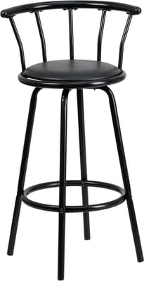 Flash Furniture Metal Crown Back Swivel Barstool, Black