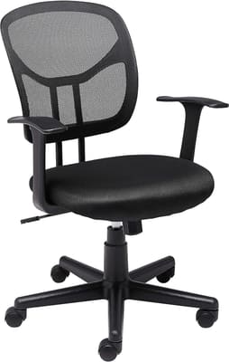 Breathable Mesh Mid-Back Office Desk Chair with Armrests, Lumbar Support, 360-Degree Swivel