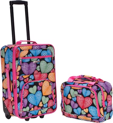 Rockland Fashion Softside 2 Piece Luggage Set, Expandable, (14" Tote/19" Upright)