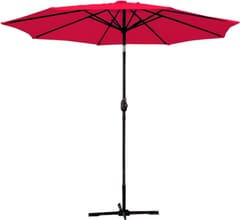 Jeco Aluminum Patio Market Umbrella Tilt with Crank, Fabric & Black Pole, Red
