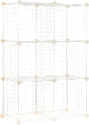 6 Cube Wire Grid Storage Organizer, Stackable Storage Cubes, Modular Closet Organizer Shelves