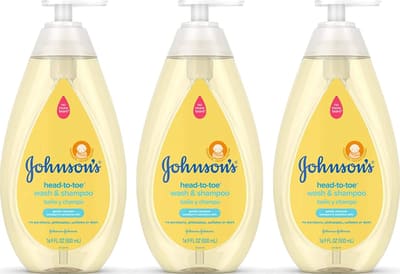 Johnson's Baby Head-To-Toe Gentle Baby Body Wash & Shampoo, Tear-Free, Sulfate-Free &, Pack of 3