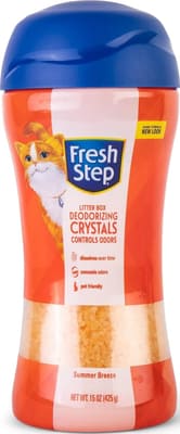 Fresh Step Cat Litter Crystals Deodorizer, Summer Breeze, 15 Oz, Bundle of 4