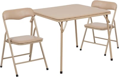 Flash Furniture Mindy Kids 3-Piece Folding Square Table and Chairs Set for Daycare