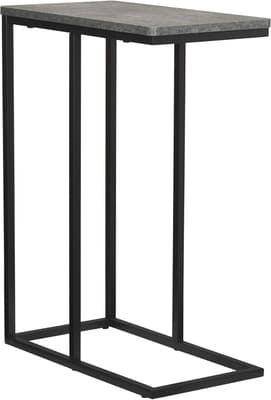 Household Essentials C‑Shaped Side End Table in Rustic Concrete Finish and Black Metal Frame, Bundle of 2