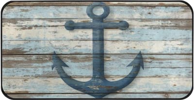Aslsiy Retro Wooden Board Anchor Kitchen Rug Sea Ocean Kitchen Mat Area Rug Marine Nautical, Bundle of 2