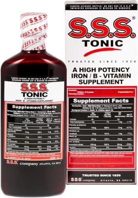 S.S.S. CO. S.S.S. Tonic Liquid Iron & Vitamin B Supplement with B1, B2 & B3, 10 Fl Oz, Bundle of 3
