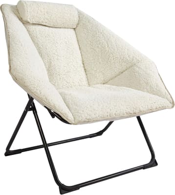 Urban Lifestyle Sherpa Hex Foldable Saucer Chair, Off White