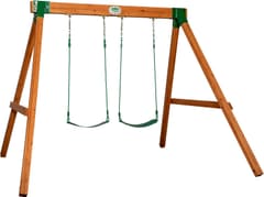 Backyard Discovery Durango Cedar Wood Swing Set Kit with Classic A-Frame, Two Belt Swings
