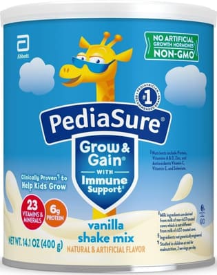 PediaSure Grow & Gain Shake Mix, 6g Protein, Vanilla, 14.1 oz, Bundle of 2