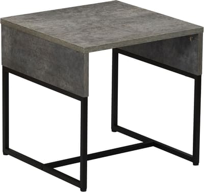 Household Essentials Slate Concrete Table with Black Iron Base
