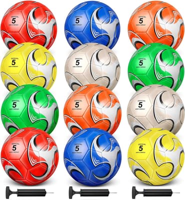 Supervitae 12 Pack Soccer Balls Bulk with Pumps Teen Adult