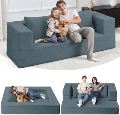 Cansunna Futon Sofa Bed with Pillow, 3-in-1 Sleeper Sofa Bed with Removable Cover