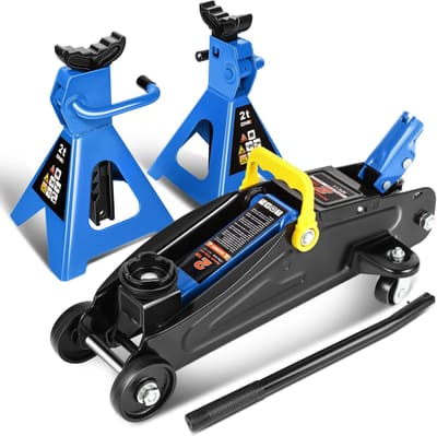 DNA MOTORING 2 Ton Car Jack and Stands Kit Blue