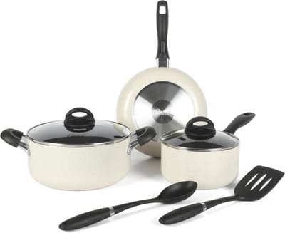Oster Clairborne 7 Piece Aluminum Premium Nonstick Pots and Pans Cookware Set W/Induction &