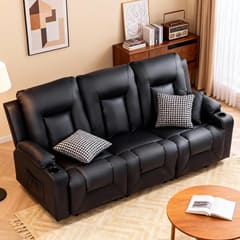 COMHOMA Living Room Furniture Set,Faux Leather Manual Reclining Sofa